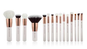 Jessup Pearl White Professional Makeup rates Set Make Up Brush Tools Kit Foundation Powder Natural Synthetic Hair650461