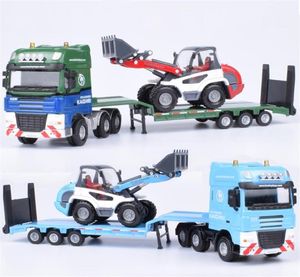 Modello in lega di semitrailer di semitrailer 150 Truck a bassa piattaforma a basso caricatore a basso caricatore con veicolo a 4 ruote per hobby per hobby giocattolo per hobby kid241b1075472