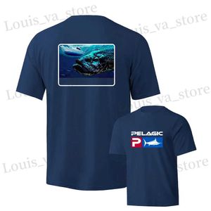 Мужские футболки Пелагическая голубая рыбацкая рубашка УФ-защита/открытая рыбацкая одежда Рубашки быстро высыхают и дышащие UPF 50+Man Clothing Tops T240411