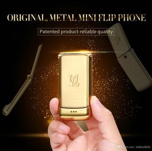Разблокированный V9 Mini Flip Mobile Phone 154 -дюймовый маленький функциональный телефоны Беспроводной Bluetooth Dialer FM MP3 Metal Case Case Gsm Global6509618