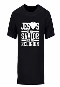 Moda yaz Men039s tshirt quot İsa benim kurtarıcım değil benim dinim değil quot tişört pamuk kısa kollu tişört di6426335