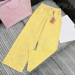Tasarımcı Kadın Kot pembe harf denim pantolon moda büyüleyici denim pantolonlar rahat günlük ins moda sokak tarzı pantolonlar pembe sarı jean pantolon