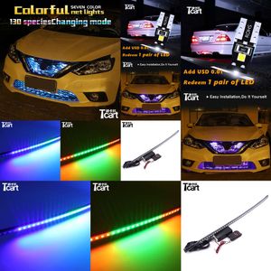 TCART Emme Grille Dinamik LED RGB 7dolor Işıkları Nissan Qashqai J11 X Trail Juke Pathfinder Almera N16 Terrano Aksesuarları