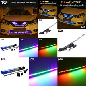 TCART Emme Grille Dinamik LED RGB 7 RGB Nissan Kicks için Işıklar Micra K11 K12 Sunny Sentra B17 Araba Aksesuarları 2017 2018 2019