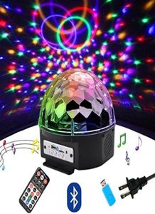DJ Lights 9 Renk LED Bluetooth Stage Lights DJ Aşamalı Aydınlatma Dönen Kristal Sihir Topu Işık Ses Aktif Işık Remot11111158