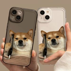 Симпатичный корпус для собаки Corgi Pare для iPhone 15 Pro Max 14 13 12 11 XS XR 7 8 плюс смешные прозрачные животные прозрачные мягкие обложки Slicone