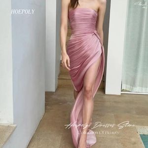 Parti elbiseleri hoepoly askısız balo elbisesi şeffaf slayt yüksek bölünmüş ayak bileği uzunluğu ABD Euro Eurgant Dantel akşamı seksi kadınlar için