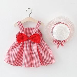 Kız Elbise Giyim Prenses Çizgi Elbise Bebek Kollu Bowknot Kravat Kaliteli 4 P/L