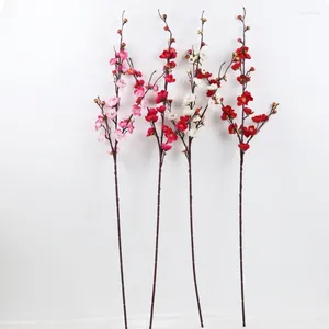 Dekoratif Çiçekler 90cm Yapay 3-Baslı Erik Çiçeği Şeftali Kırmızı Şube Düğün Seti Dekorasyon ve Çiçek Düzenleme