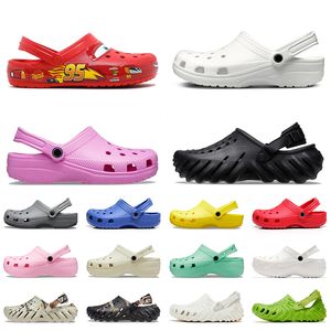 Women Men Classic Clog Designer Sandals Crocs Echo Kids cross-tie Sandal Clogs Cros Slippers With Charm Slides Croos Sliders【code ：L】Beach shoes