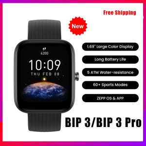 Saatler Amazfit BIP 3 BIP 3 Pro Smartwatch Bloodoxygen Doygunluk Ölçüm Su Geçirmez 60 Spor Modu Akıllı İzle Yenileme Makinesi