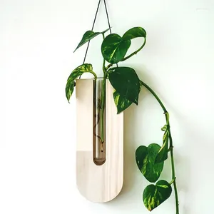 Вазы 5 стилей стена висящая веревка цветочная ваза простая деревянная гидропонная стойка