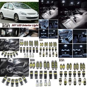 TCART 7 PCS Araba LED İç Kit Ön Bagaj Pullu Rrear Dome Hafif Harita Lambası Peugeot 307 Aksesuarlar 2002-2011 Yıl