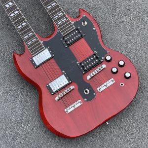 Stokta Kablolar Yeni Varış Özel Çift Boyun Gitar G 1275 Model Elektro Gitar En İyi Kalite Şarap Kırmızı Acil Teslimat