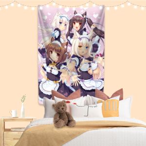 Xxdeco kawaii anime goblen nekopara baskılı sevimli duvar asılı oda dekor büyük kumaş yurt zemin kumaş kanepe battaniye