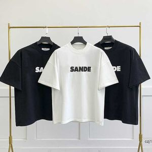 Дизайнерская мода классическая рубашка Jil Sander Casual Mens Women Женщины Печатная печать пары футболка простой стиль свободный короткий рукав негабаритный