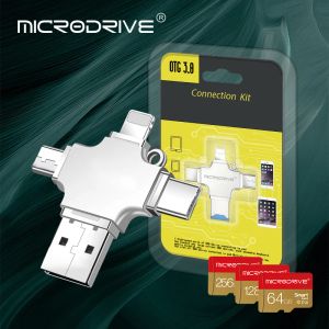 Карты 4 в 1 USB 3.0 OTG Lightning Typec Memory Card 64256GB Reader Mirco SD Adapter Adapter для iPhone 6/7/8 плюс/11/12/samsung