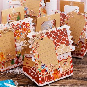 Подарочная упаковка Kraft Paper Рождественская коробка конфеты мультфильм Санта -Клаус Упаковка для дома 2024