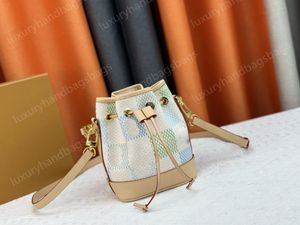 WYG Tasarımcı Yaz Şeker Renk Mini Kova Torbası Deri Tapı Kadın Çanta Yaz Stardust Buck Drawstring Kapatma Çıkarılabilir kayış omuz çantası