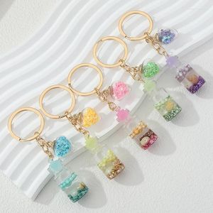 Anahtarlıklar güzel deniz okyanusu kabuğu renkli yıldız cam şişe anahtar halkaları kadınlar için erkek arkadaşlık hediyesi çanta dekorasyon takı