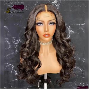 Perucas de renda sem glueless é uma peruca frontal sintética para mulheres com longos produtos de entrega de gotas de gotas pretas de cabelo preto e preto OTPA7