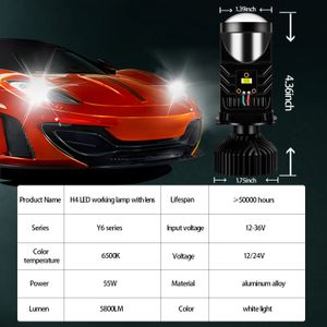 1 parça Y6 süper parlak LED far motosiklet lambası H4 Canbus projektör lens 6000k 15000lm yüksek düşük kirişli su geçirmez araba ışığı