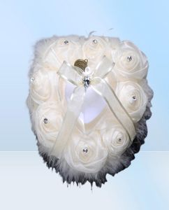 Подушка для обручального кольца с ящик для сердца цветочная форма сердца атласная подушка розовая подушка брак творческий поставщики высококачественные BS57089336909