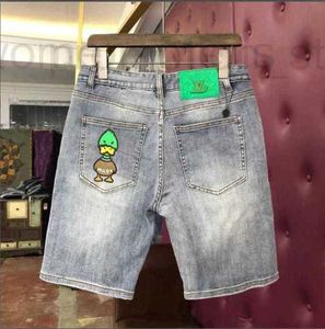 Erkekler Kot Designer Kot pantolon, orta pantolon ve esnekliği, pamuk streç, dijital baskı ile kırpılmış pantolon rahat yakışıklı OTVZ A6JF