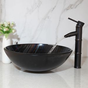 Zappo siyah banyo yıkama tabanca lavabo yuvarlak cam lavabo musluk münhasır müthiş cam havza orb şelale karışıcı musluk musluk seti