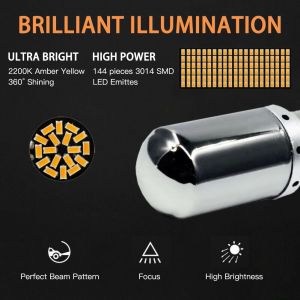 2pcs LED Işık Krom 7440 T20 Amber Canbus Hatası Ücretsiz Ampul Dönüş Sinyali Sarı Fren Işıkları Araçlar İçin Aksesuarlar