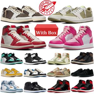 Nike Air Jordan 1 Jorden 1s Jordan1 Travis Scott Cactus Jack Men Women Basketball Shoes Celadon High Space Jam OG Low Reverse Mocha【code ：L】Panda Fierce Pink Mids Sneakers Dghate