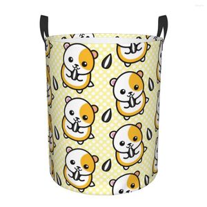 Çamaşır çantaları Katlanır Sepet Hamster Ayçiçeği Sarı Polka Dotlar Kirli Giysiler Depolama Kovası Dolap Dolap Organizatör Hammer