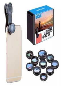 Lens per cellulare 10 in 1 kit Telefono per la fotocamera Pesce occhio largo angolare lente macro CPL 2x Telepo per iPhone 12 11 Pro5590253