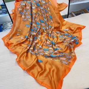 Шарфы модные дамы девушки для девушек с принтом из искусственного шелкового шелкового пляжа пляж Весна Лето Головы обертывание шарф Шали Пончо женская пашмина