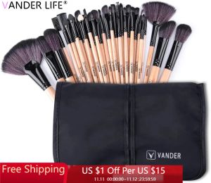 Комплекты Vander Life New 32 PCS красота макияж набор косметических фундаментов Kabuki Высококачественный набор для смешивания с деревянной ручкой для сумки