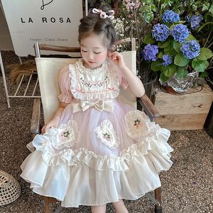 Lolita Kids вышивая платья принцессы для девочек ruffle воротнич