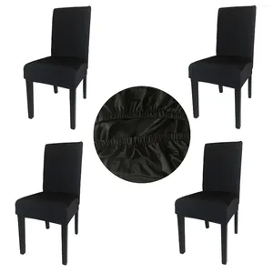 Sandalye Kapakları Toptan 4 adet siyah spandeks kumaş streç çıkarılabilir yıkanabilir yemek odası kapağı koruyucu koltuk slipcovers scs-4bl