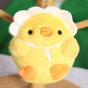 1 adet sevimli küçük sarı tavuk kolye peluş oyuncak bebek küçük çanta kolye anahtarlık yumuşak doldurulmuş bebek araba anahtar süslemeler aksesuar