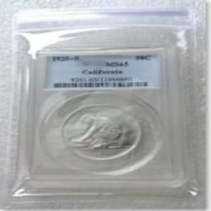 Moneta statunitense 1925-S MS65 California Jubilee Half Dollar Monete d'argento Valuta Senior Transparent Box 242p