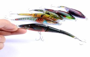 Minnow жесткая бионическая рыбалка приманка 3D Eyes Printed Bait 6 Крюк Сквощики Соединенные плаватели 89G95CM Рыбалка.