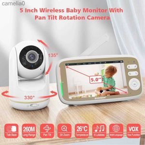 Монитор Baby Monitors Baby с 5-дюймовым 720p-большим экраном, оснащенным камерой 330 Pan 135 Tilt 3x Zoom Biderable Audio Night Vision.