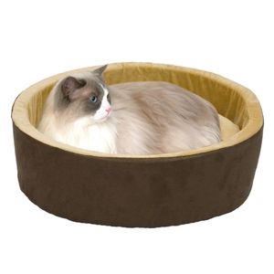 Dutrieux Pet ürünleri yatak kapalı ısıtmalı kedi yatağı mocha/tan, büyük 20 inç derinlik uyku kedi yatak çok yumuşak/kedi