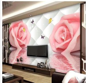 Обои 3D Комнатные обои водные розы тисненные телевизионные фона