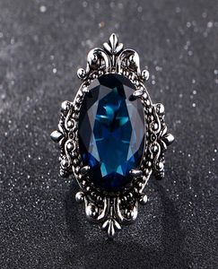 Big Peacock Blue Sapphire кольца для женщин, мужчины, винтаж настоящий серебряный 925 ювелирные ювелирные кольца подарки 7610412