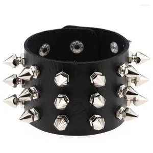 Bileklik punk moda erkekler siyah manşet deri bileklik metal perçinler stud cazibe 80s kadınlar için sargı rock gotik mücevher