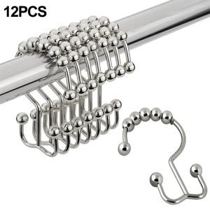 Duş Perdeleri 12 PCS Perde Kancası Premium Pas Dayanıklı Çift Glide Hooks Dayanıklı Metal Donanım Fikstür Banyo Ürünleri