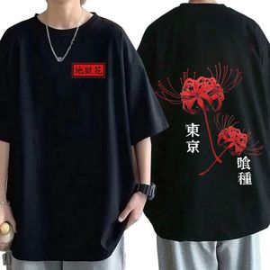 Anime Tokyo Ghoul Spider Lily T-Shirt Erkek Kadınlar Soğuk Kane Kiken Grafik Baskı T-Shirts Büyük Boy Sokak Giyim Çiftleri Tees 240320