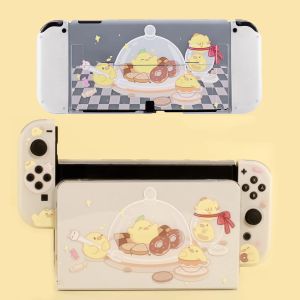 Kılıflar Sevimli Chick Sert Case TV Dock Stand Nintendo Switch için Koruyucu Kristal Kabuk OLED NS Joycon TPU Yumuşak Tam Kapak Koruyucu