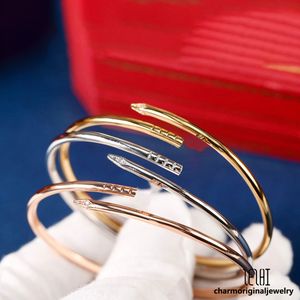 Dünnes Nagelarmband Designer für Frau Weiß Gold Armband Nagelarmband Designer Männer Schmuck Gold Armreifen für Frau Gold Charme Armbänder Edelstahlarmarm Stahlarm Armreifen