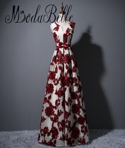 Kırmızı Çiçek Akşam Elbisesi Abendkleider 2017 Dantel Up Ucuz Kısa Bordo Balo Elbiseleri Robe Longue Femme Soiree4180110